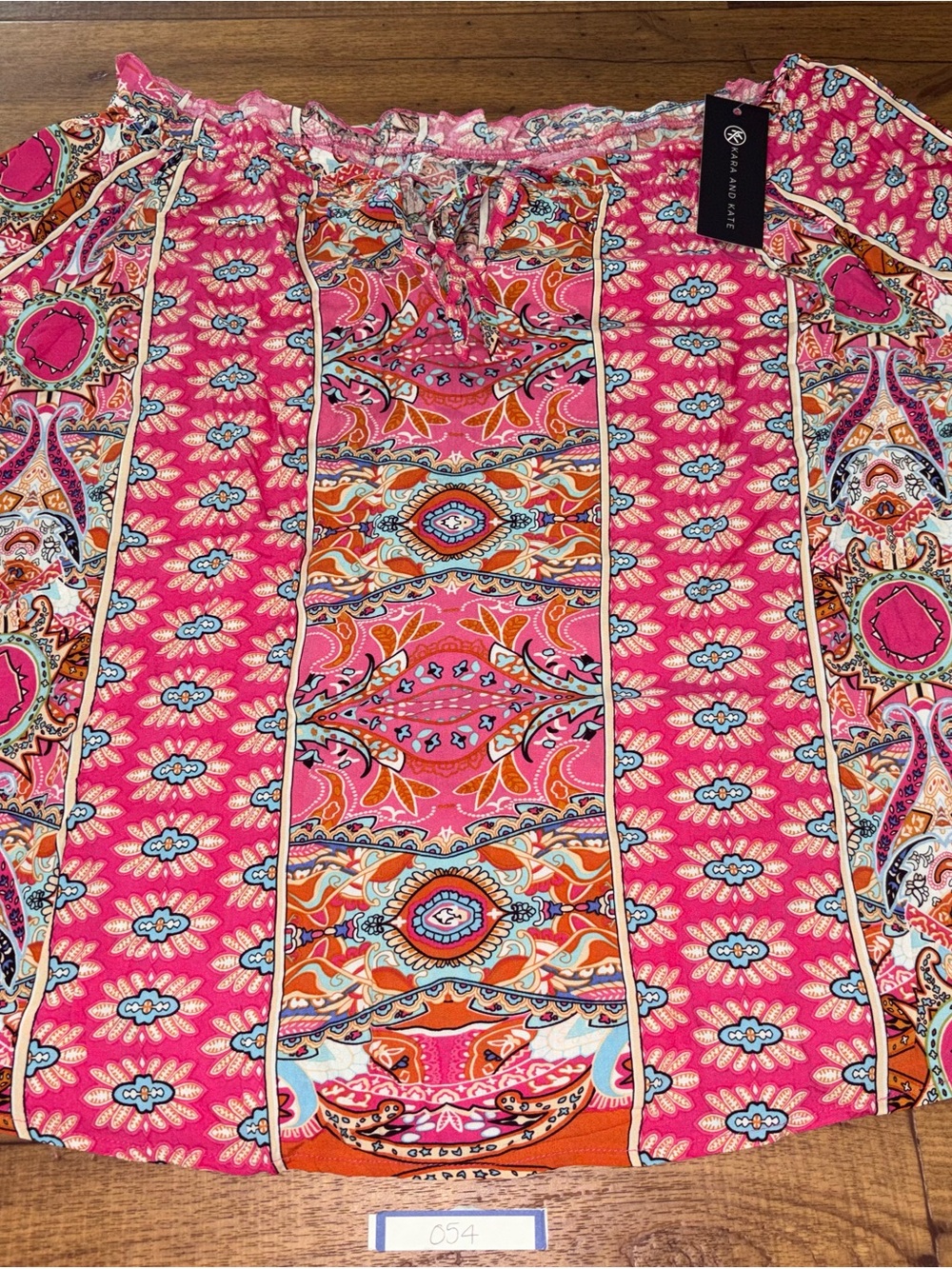 NWT Kara & Kate Pink Paisley Bohemian Peasant Blouse Top Size 1XL